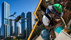 Industrial rope access technicians conducting a structural facade inspection in Sydney